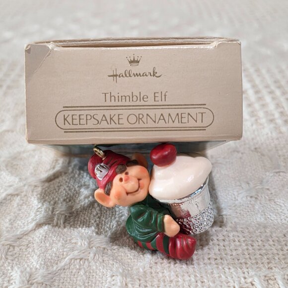 1983 Hallmark Keepsake Ornament Thimble Elf #6 Ice Cream Holiday Christmas NIB - Picture 11 of 11